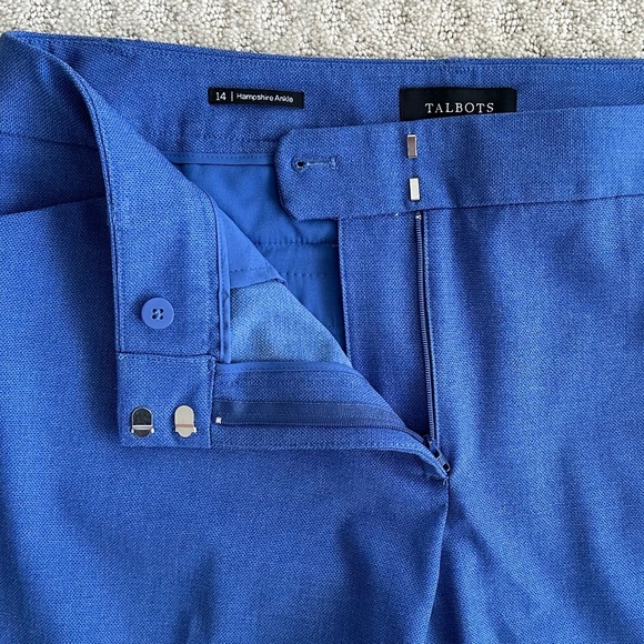 Talbots Hampshire Straight Leg Ankle Pants Blue Classic Office Size 14 NWT - Picture 6 of 16